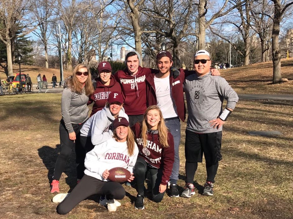 Group picture in central park after American football practice